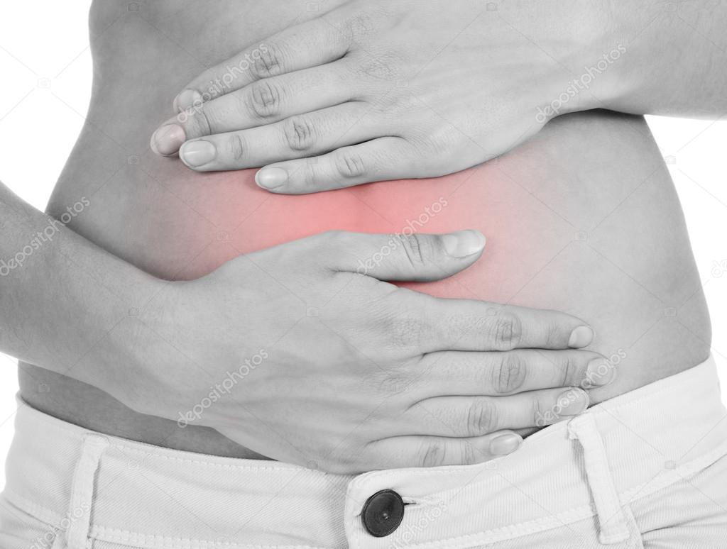 Close up of woman's hands on belly