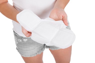 Woman holding Sanitary pad