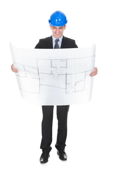 Male Architect Holding Blueprints — Stock Photo, Image