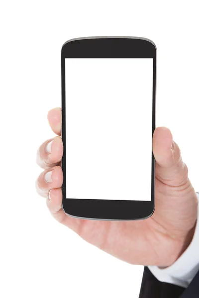 Närbild av handen håller mobilen — Stockfoto