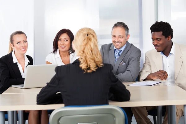 Female Woman Sitting At Interview — Stock Photo, Image