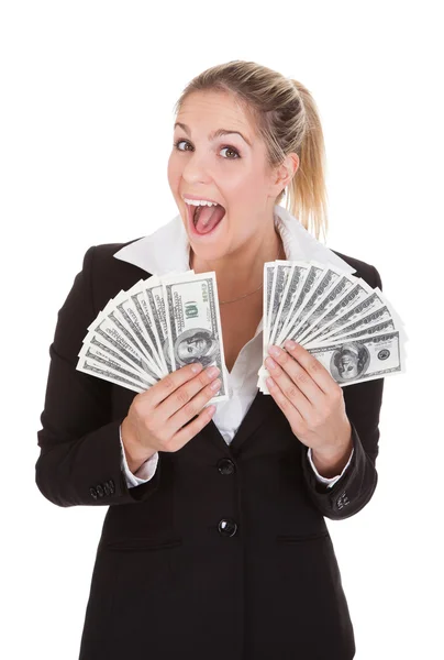 Businesswoman Holding Us Dollar Note — Stock Photo, Image