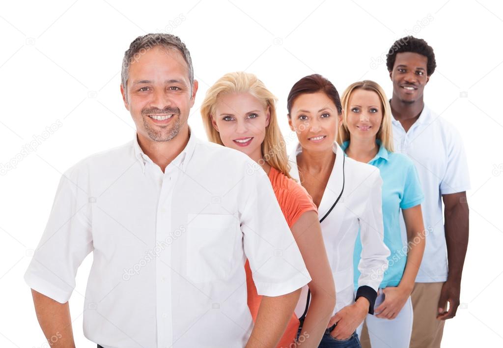 Group Of Multi-ethnic People Standing In A Row