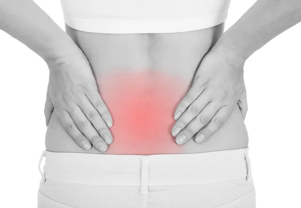 Woman having back pain — Stock Photo, Image