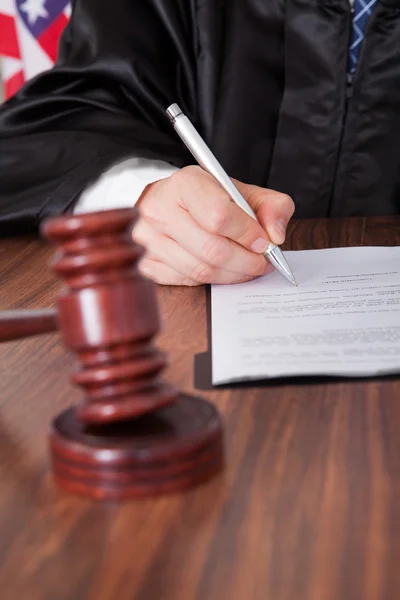 Male Judge Writing On Paper — Stock Photo, Image