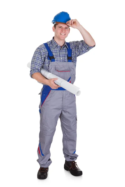 Retrato de un joven trabajador de la construcción —  Fotos de Stock