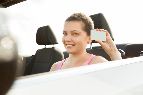 Woman Showing Driving License — Stock Photo, Image