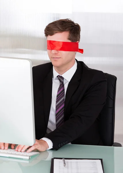 Portrait of Blindfold businessman — Stock Photo, Image