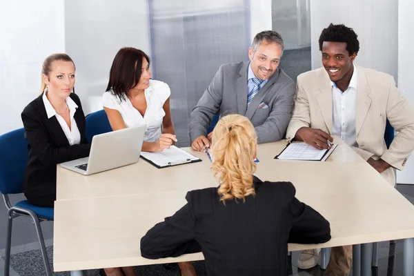 Female Woman Sitting At Interview — Stock Photo, Image