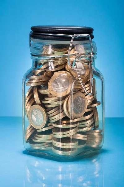 Euro Coins In Jar — Stock Photo, Image