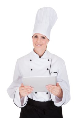 kadın Şef holding dijital tablet