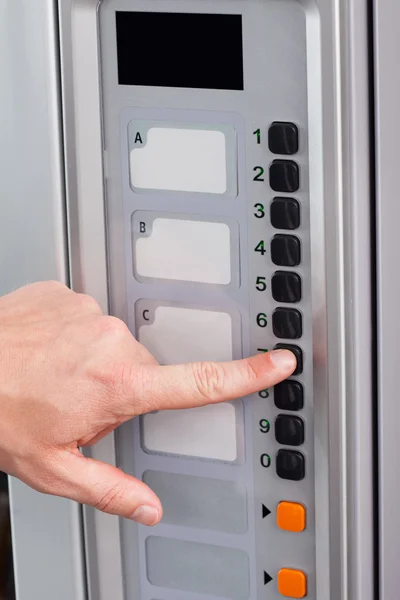 Close-up of hand pressing button — Stock Photo, Image