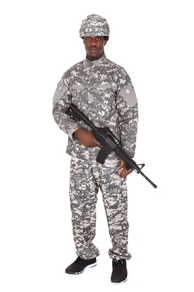 Egy afrikai katona portréját — Stock Fotó