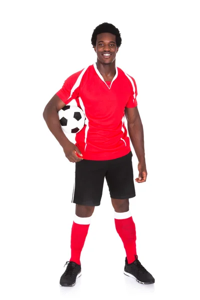 Retrato de jogador de futebol feliz — Fotografia de Stock