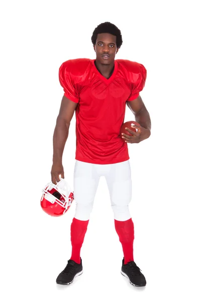 American Football Player Holding Rugby Ball — Stock Photo, Image