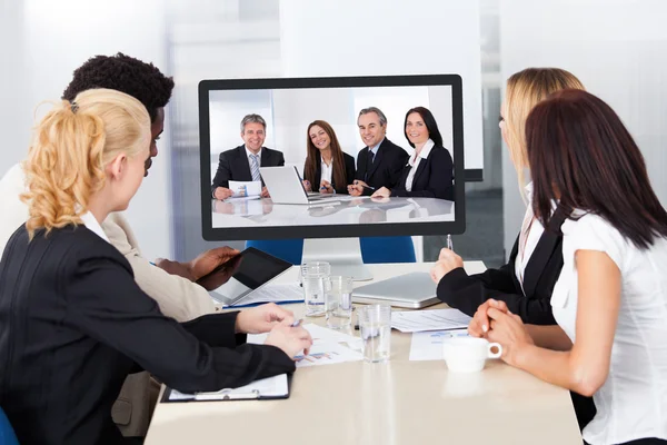 Video konference v kanceláři — Stock fotografie