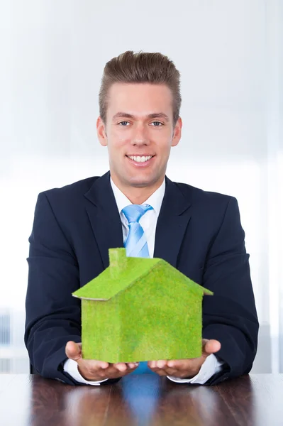 Businessman With Eco Friendly House — Stock Photo, Image