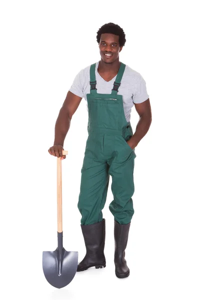 Gardener Holding Shovel — Stock Photo, Image