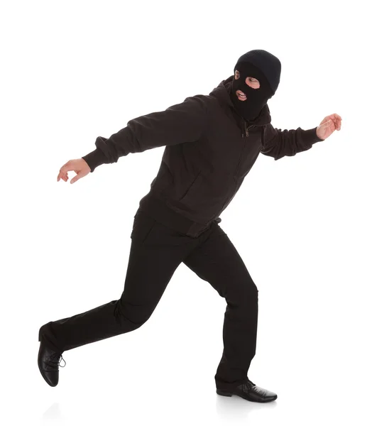 Bandit In Black Mask Running Away — Stock Photo, Image