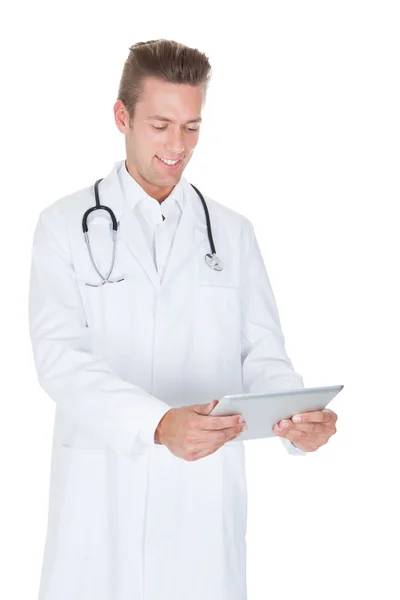 Portrait of friendly doctor with digital tablet — Stock Photo, Image