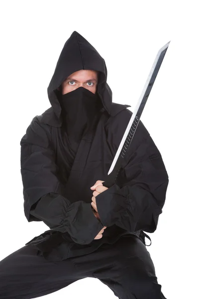 Retrato de Ninja masculino com arma — Fotografia de Stock
