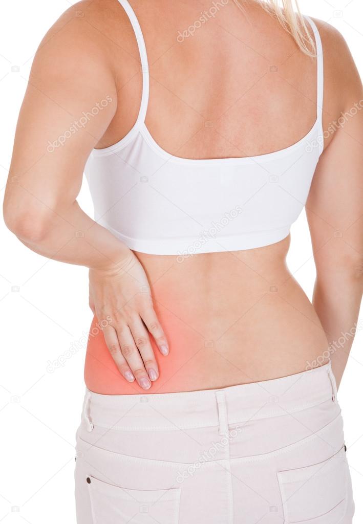 Woman having kidney pain
