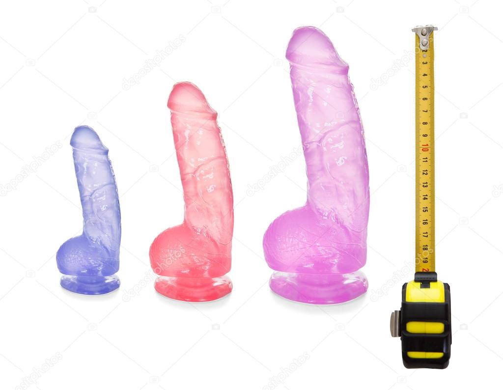 Several dildos and measuring tape