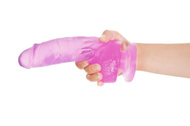 Woman holding dildo