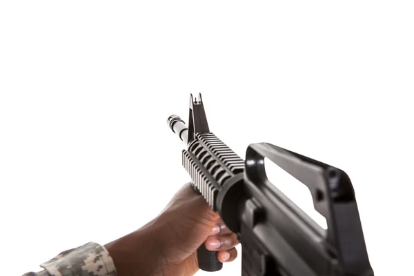 Közeli kép a fegyvert A kezében — Stock Fotó