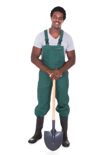 Gardener Holding Shovel — Stock Photo, Image