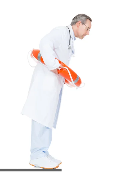 Male Doctor Holding Rescue Ring — Stock Photo, Image