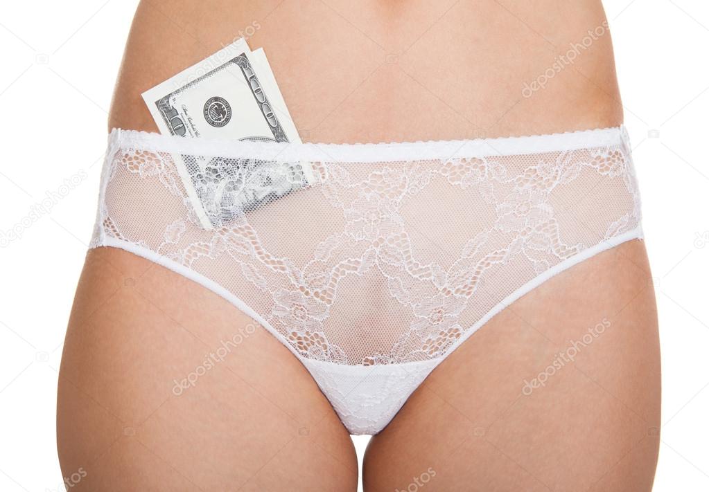 Woman with cash in panties