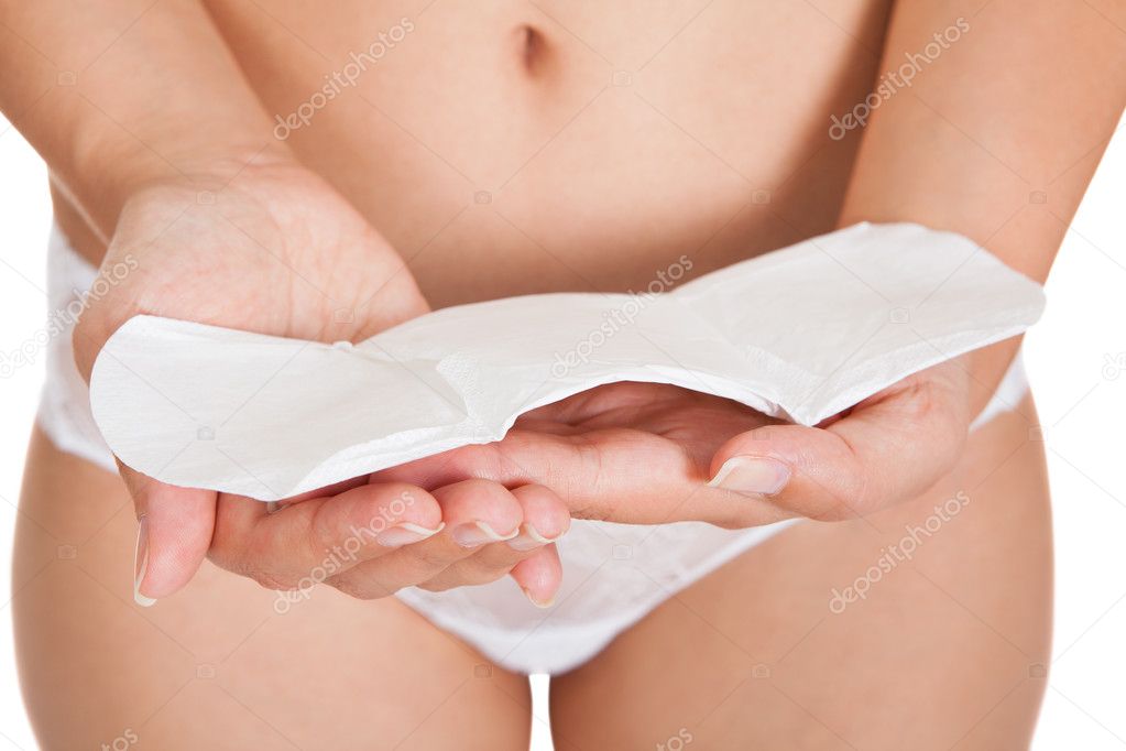 Woman holding sanitary pad