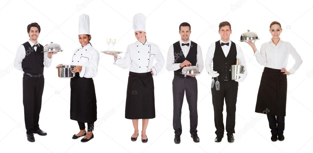 Pictures waiter and waitress Group Of Waiter And Waitress — Stock
