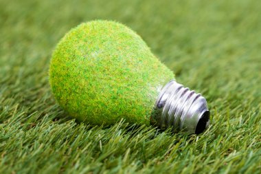 Energy Saving Bulb On Green Grass clipart