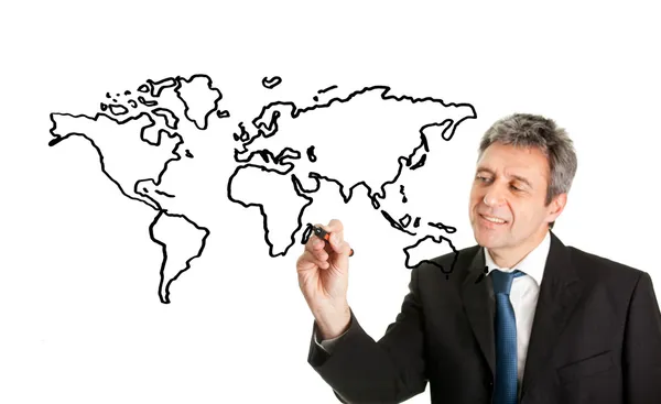 World map on white screen — Stock Photo, Image