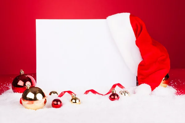 Blank Placard With Santa Hat — Stock Photo, Image