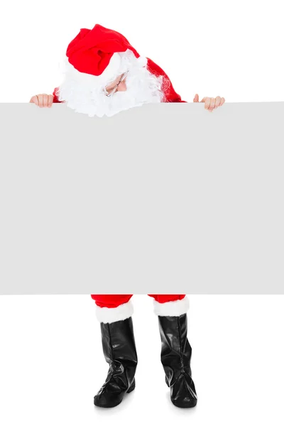 Ritratto di Babbo Natale con cartello bianco — Foto Stock