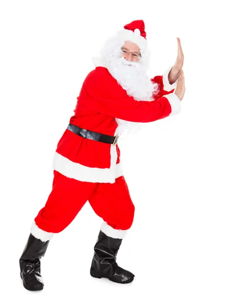 Portrait Of Santa Claus Pushing — Stock Photo, Image