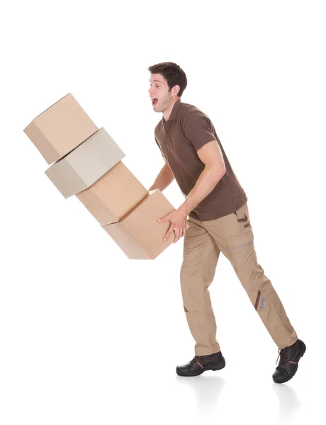 Delivery Man Dropping Boxes — Stock Photo, Image