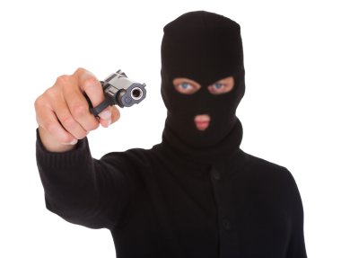 Burglar Holding Hand Gun clipart