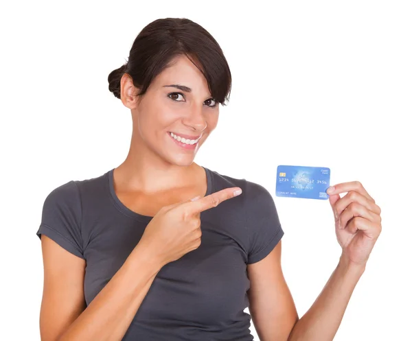 持有信用卡的妇女 — 图库照片