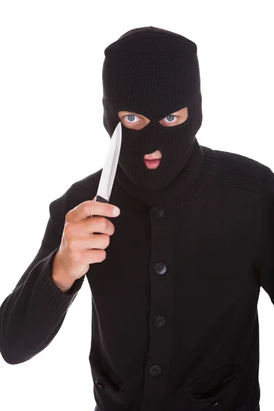 Burglar Holding Knife — Stock Photo, Image