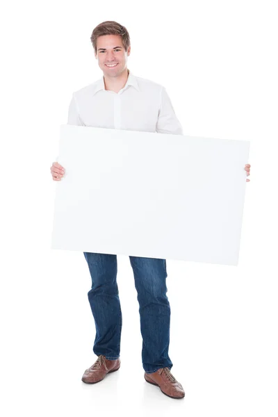 Man Holding Blank Placard — Stock Photo, Image