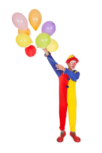 Brincalhão feliz com balões — Fotografia de Stock