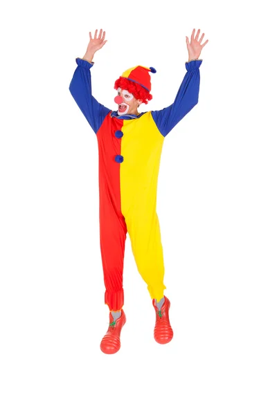 Clown jumping in vreugde — Stockfoto