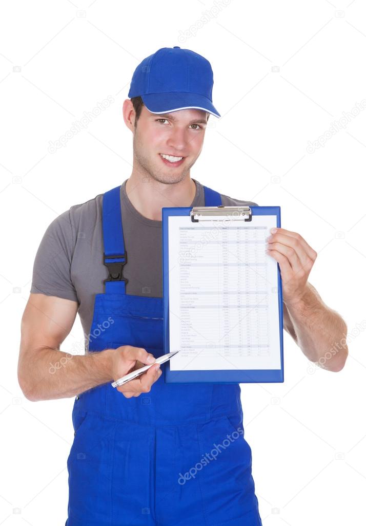 Worker Showing On Clipboard