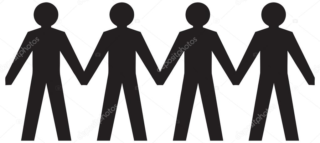 People figures holding hands.