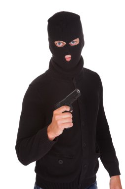Burglar Holding Hand Gun clipart
