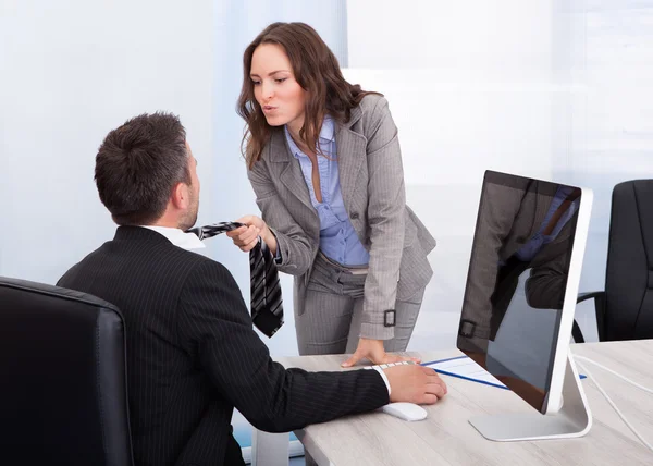 Business Couple Flirting In Office — Stock Photo, Image